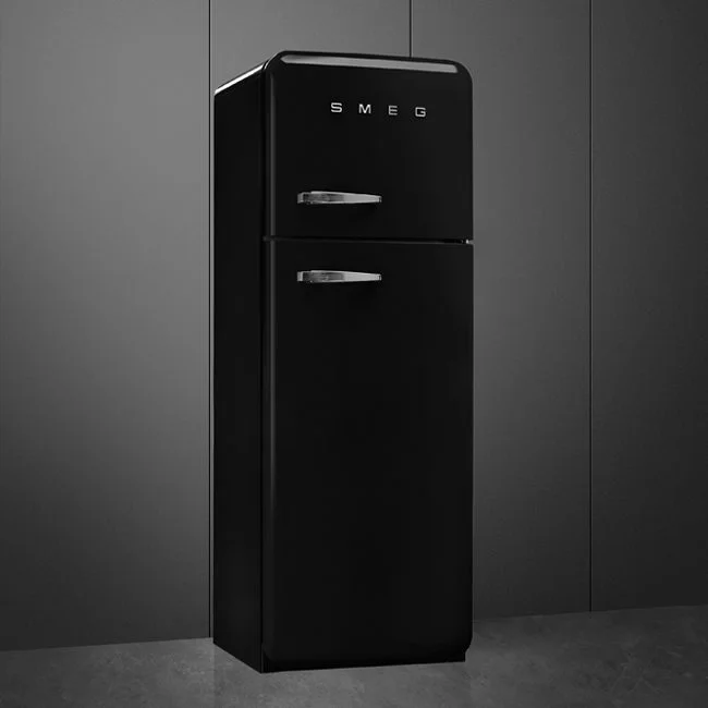 Iconic Smeg free-standing refrigerator, featuring a retro design and efficient cooling technology for your home