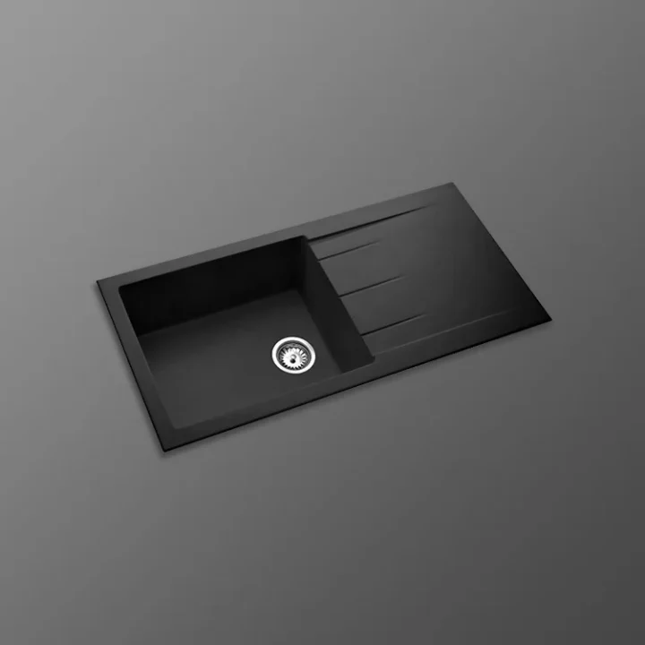 Caso sink with drainboard, offering a practical design with ample space for washing and drying dishes in the kitchen