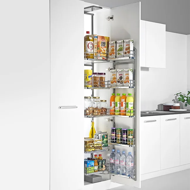 Tall pantry storage system, providing optimal organization with adjustable shelves for a custom fit