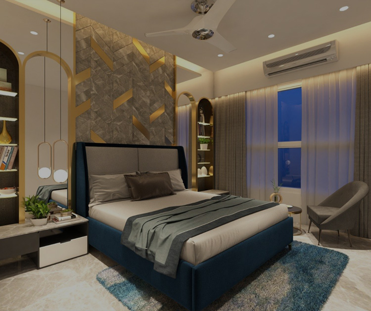 Classy and modern bedroom interior, offering a perfect balance of comfort, style, and contemporary charm