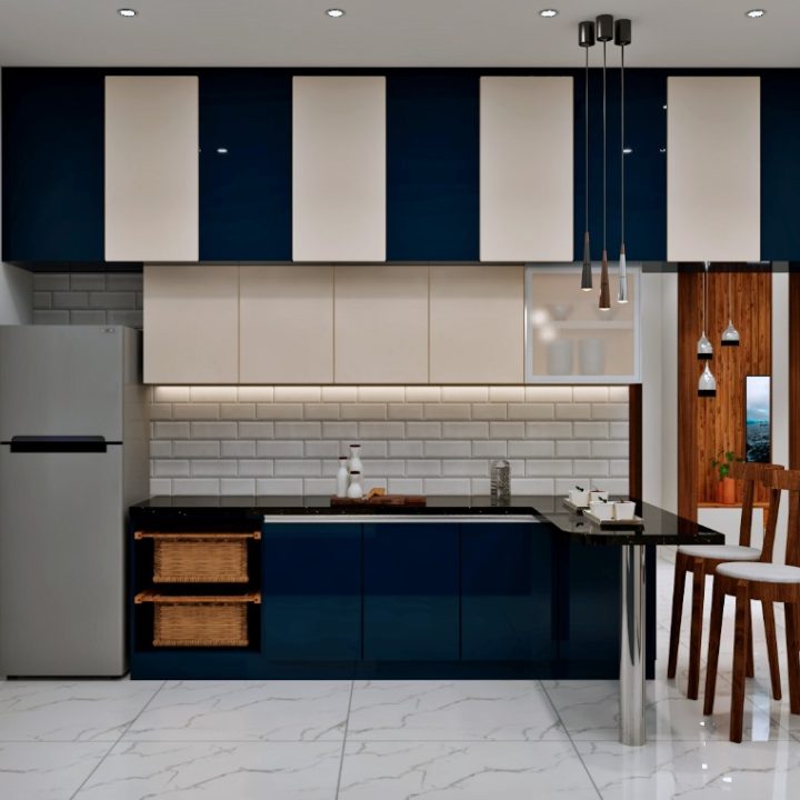 Luxury modular kitchen with high-end finishes and elegant cabinetry, combining style and functionality for modern living