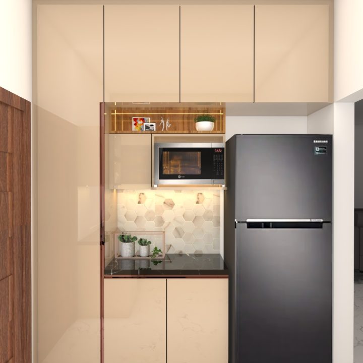 Efficient modular kitchen design, maximizing space with smart layouts and functional storage for streamlined cooking
