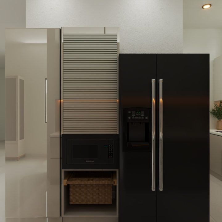 Versatile modular kitchen cabinet design with smart storage compartments, enhancing kitchen efficiency and appeal
