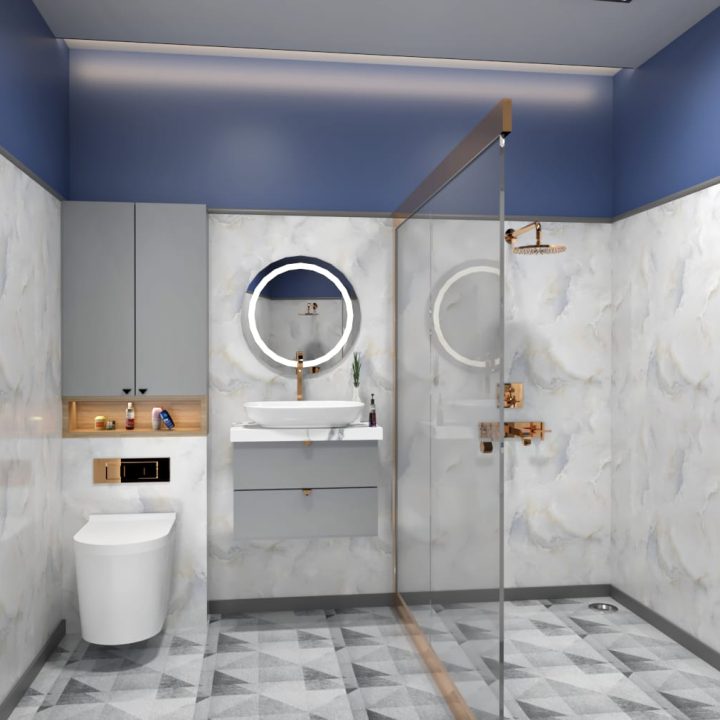 space-saving floating vanity with innovative design, combining storage and style for a spacious, organized bathroom